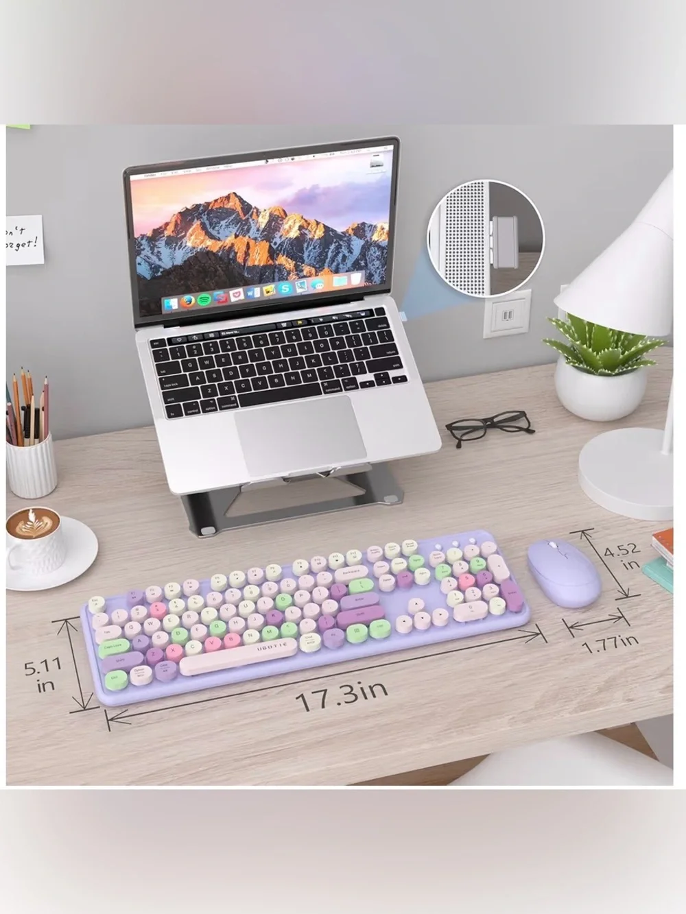 UBOTIE Colorful Wireless Keyboard and Mouse Combos